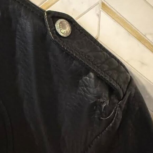 Guess Faux Leather Biker Jacket-90's Black XL - Picture 7 of 9